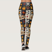 Autumn Quilt Block Pattern | rustieke oogst Leggings (Achterkant)
