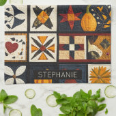 Autumn Quilt Block Pattern | rustieke oogst Theedoek (Gevouwen)