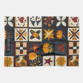 Autumn Quilt Block Pattern | rustieke oogst Theedoek (Horizontaal)