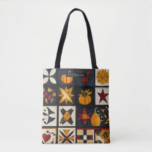Autumn Quilt Block Pattern   rustieke oogst Tote Bag
