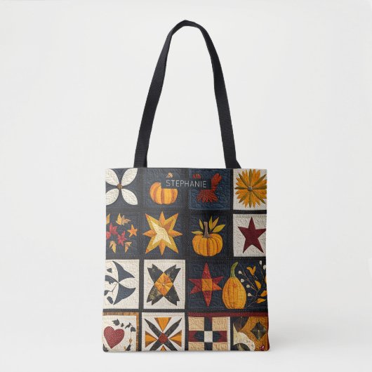 Autumn Quilt Block Pattern | rustieke oogst Tote Bag (Voorkant)