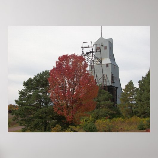Autumn Quincy Mine Steam Hoist Foto Poster (Voorkant)