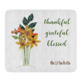 Autumn Quled Flowers Print Glass Snijplank (Voorkant)