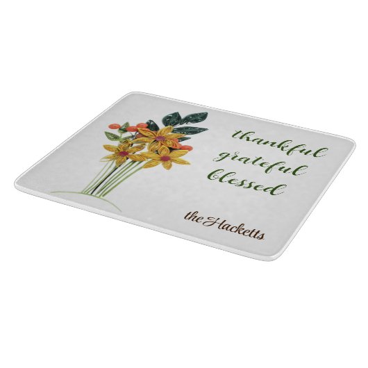 Autumn Quled Flowers Print Glass Snijplank (Hoek)