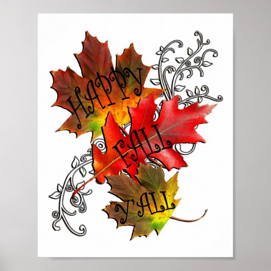 Autumn Quote Happy Herfst Y'all Poster (Voorkant)