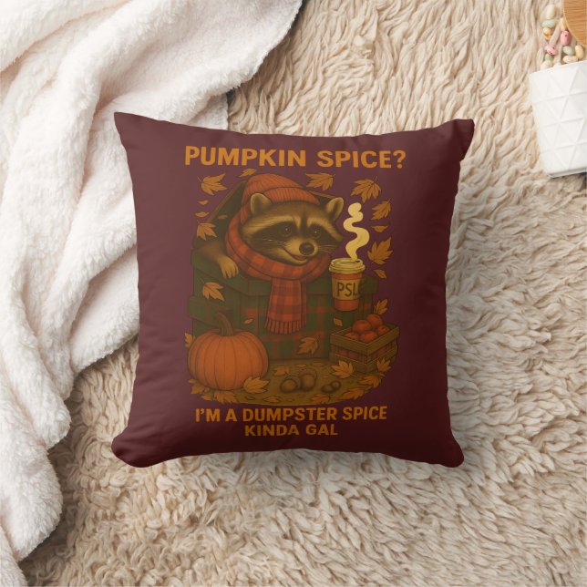 Autumn Raccoon Funny Pumpkin Spice Latte Kussen (Deken)