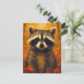 Autumn Raccoon Postcard Cute Animal  Fall Forest Briefkaart (Staand voorkant)