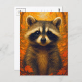 Autumn Raccoon Postcard Cute Animal  Fall Forest Briefkaart (Voorkant / Achterkant)