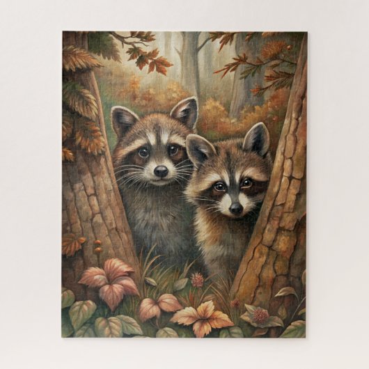 Autumn Raccoons Puzzel (Verticaal)