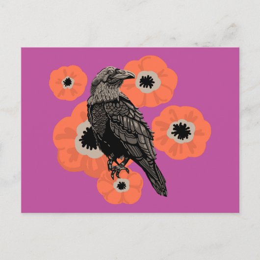 Autumn Raven en Anenome Briefkaart (Voorkant)