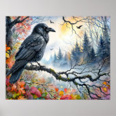 Autumn Raven Waterverf Art Poster (Voorkant)