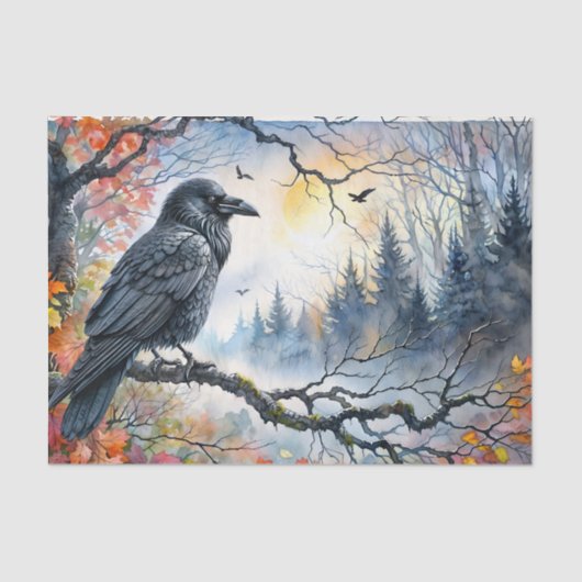 Autumn Raven Waterverf Art Tissuepapier (Voorkant)