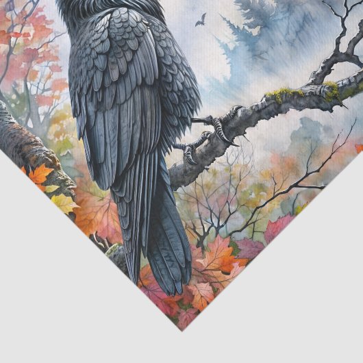 Autumn Raven Waterverf Art Tissuepapier (Detail)