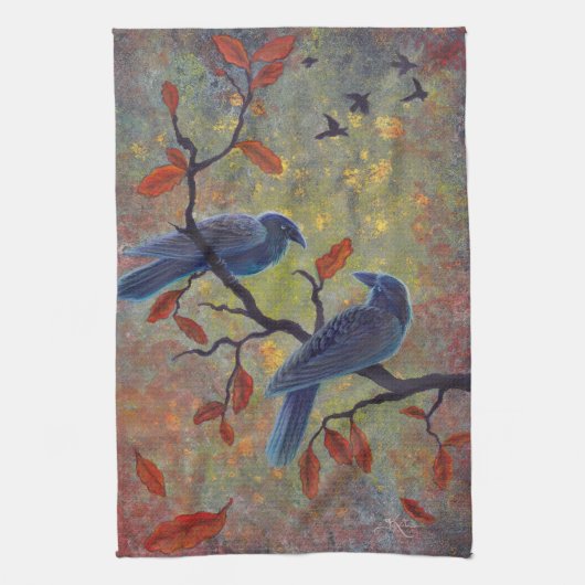 Autumn Ravens Theedoek (Verticaal)