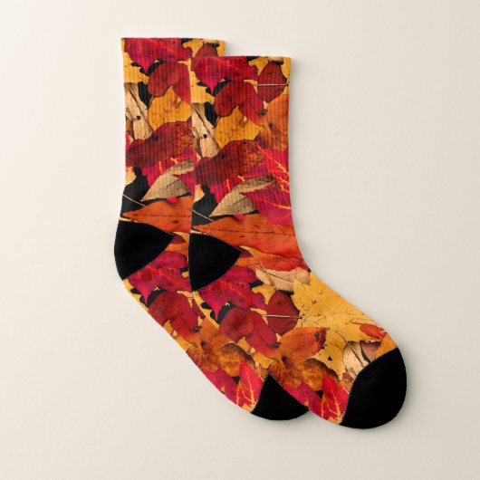 Autumn Red Brown Yellow Oranje Pattern Socks Sokken (Paar)