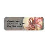 Autumn Red Fairy Fantasy Art Etiket (Voorkant)