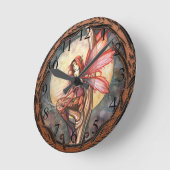 Autumn Red Gothic Autumn Fairy Clock Ronde Klok (Hoek)