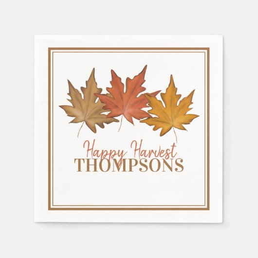 Autumn Red Leaves Rustic Harvest Family Custom Servet (Voorkant)