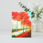 Autumn Red Leaves Trees Way Schilderachtig Art Briefkaart (Staand voorkant)