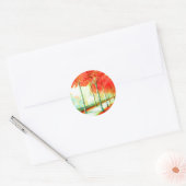 Autumn Red Leaves Trees Way Schilderachtig Art Ronde Sticker (Envelop)