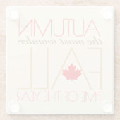 Autumn Red Leaves Word Art Wonder Herfst ... Glazen Onderzetter (Achterkant)