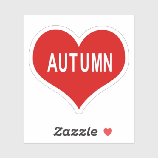 AUTUMN Red Love Heart Vinyl Sticker (Vel)