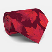 Autumn Red Maple Leaves Stropdas (Opgerold)