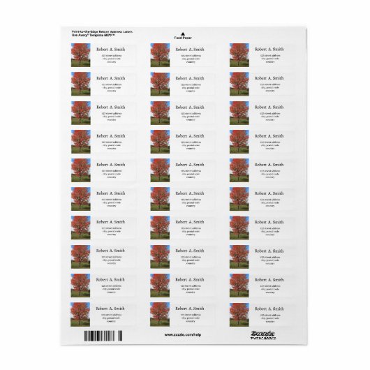 Autumn red maple tree Label (Full Sheet)