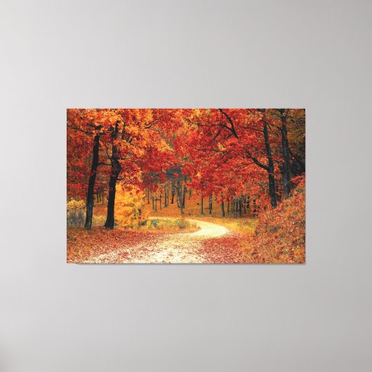 Autumn Red Season Landscape Stretted Canvas Print (Voorkant)