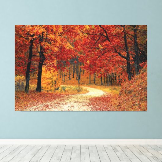 Autumn Red Season Landscape Stretted Canvas Print (Insitu (Houten vloer))