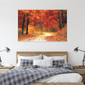 Autumn Red Season Landscape Stretted Canvas Print (Insitu (Slaapkamer))