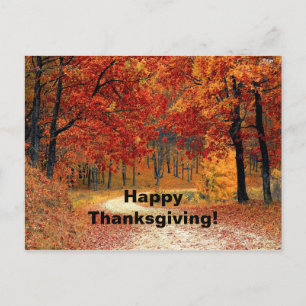 Autumn Red Trees Road Foto Thanksgiving Briefkaart