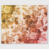 Autumn Red Yellow Tone  Floral Toile Cadeaupapier (Vlak)