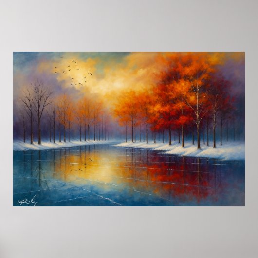 Autumn Reflection on a Tranquil Lake Poster (Voorkant)
