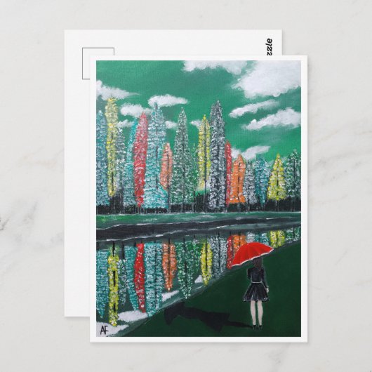 Autumn Reflection Schilderij van Alfred Fox Briefkaart (Voorkant / Achterkant)