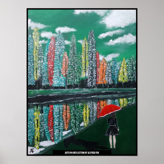 Autumn Reflection Schilderij van Alfred Fox Poster (Voorkant)