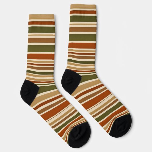 Autumn retro stripes – Customizable Sokken (Rechts)