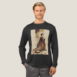 "Autumn Reverie" Japanese Cat in Kimono Art Tri-Blend Shirt