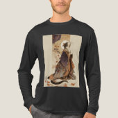 "Autumn Reverie" Japanese Cat in Kimono Art Tri-Blend Shirt (Voorkant volledig)
