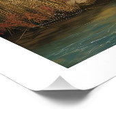 Autumn River Landschap olieverfschilderij Perfect Poster (Hoek)