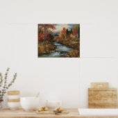 Autumn River Landschap olieverfschilderij Poster (Keuken)