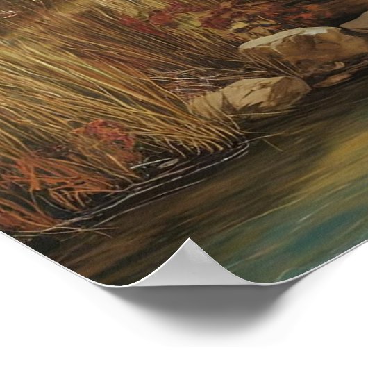 Autumn River Landschap olieverfschilderij Poster (Hoek)