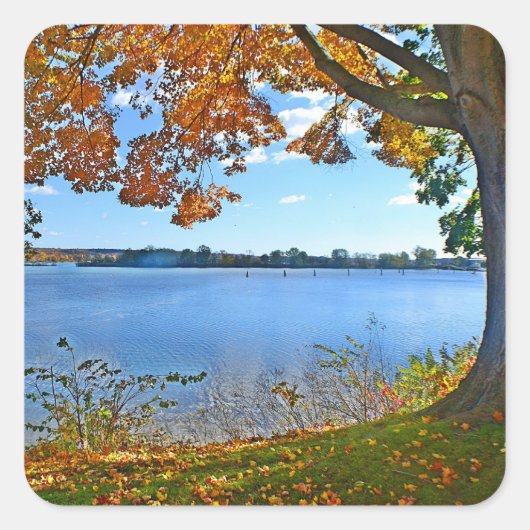 Autumn River Scene Sticker (Voorkant)