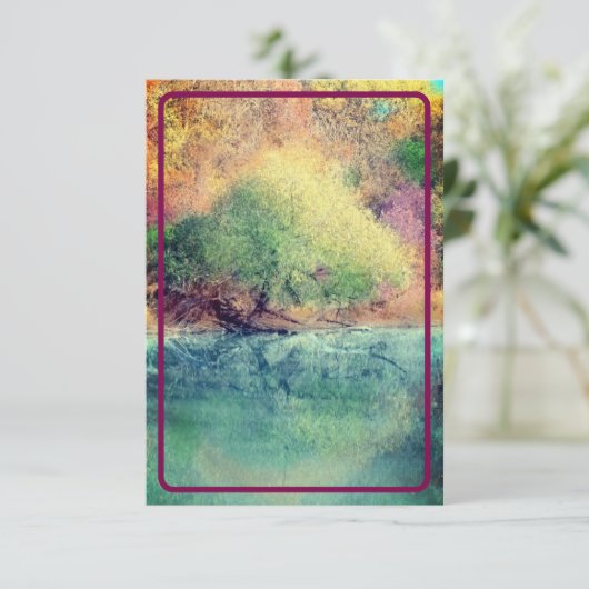 Autumn River with Maroon Border- Blank Card Bedankkaart (Staand voorkant)