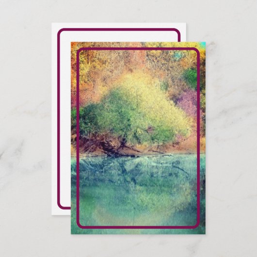 Autumn River with Maroon Border- Blank Card Bedankkaart (Voorkant / Achterkant)