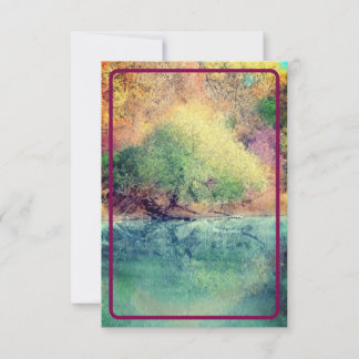 Autumn River with Maroon Border- Blank Card Bedankkaart
