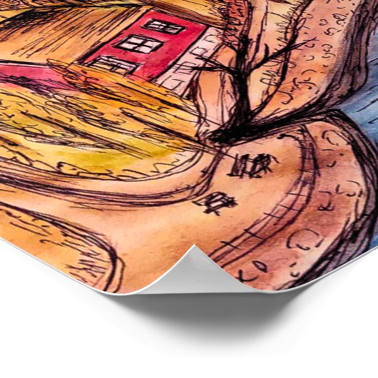 Autumn Riverside Art – Gezellige Herfst Poster (Hoek)