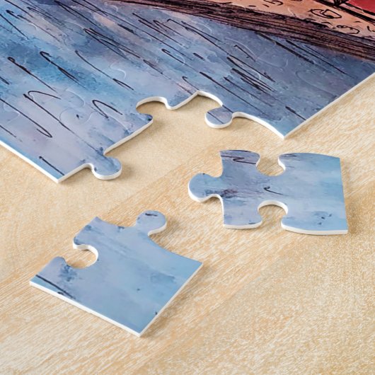 Autumn Riverside Puzzle – Gezellige Herfst Illustr Legpuzzel (Zijkant)