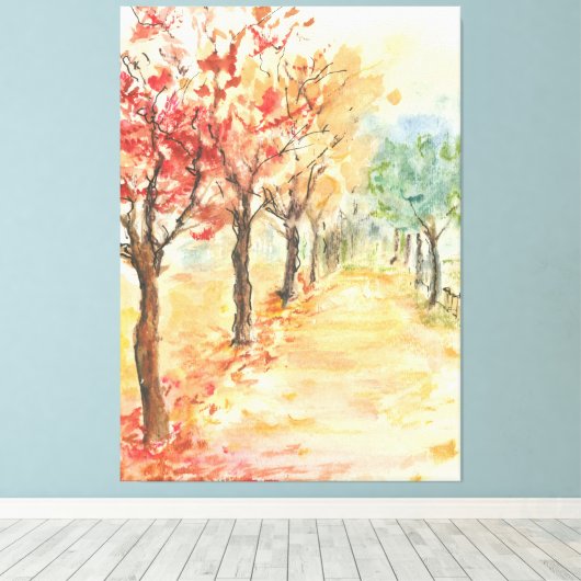 Autumn Road Canvas Afdruk (Insitu (Houten vloer))