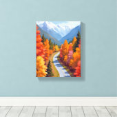 Autumn Road | Fall Foliage Watercolor Nature Canvas Afdruk (Insitu (Houten vloer))
